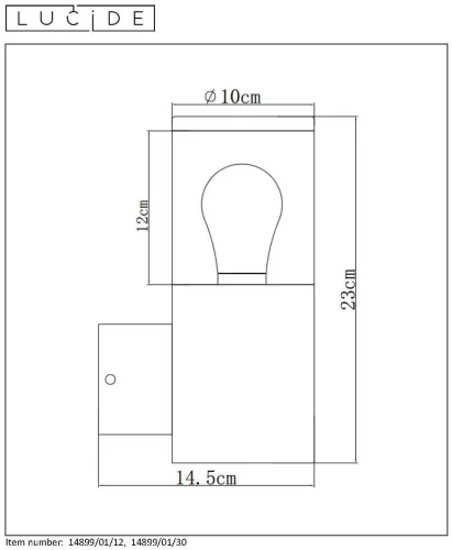 Настенный светильник Fedor 14899/01/12 Lucide уличный IP44 хром 1 лампа, плафон прозрачный в стиле современный E27 фото 2